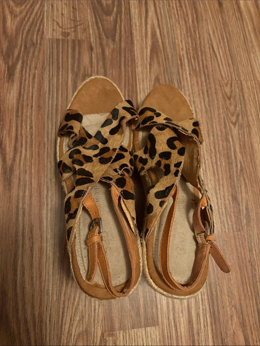 GAP Leopard Print Espadrille Slingback Sandals - Tan & Black